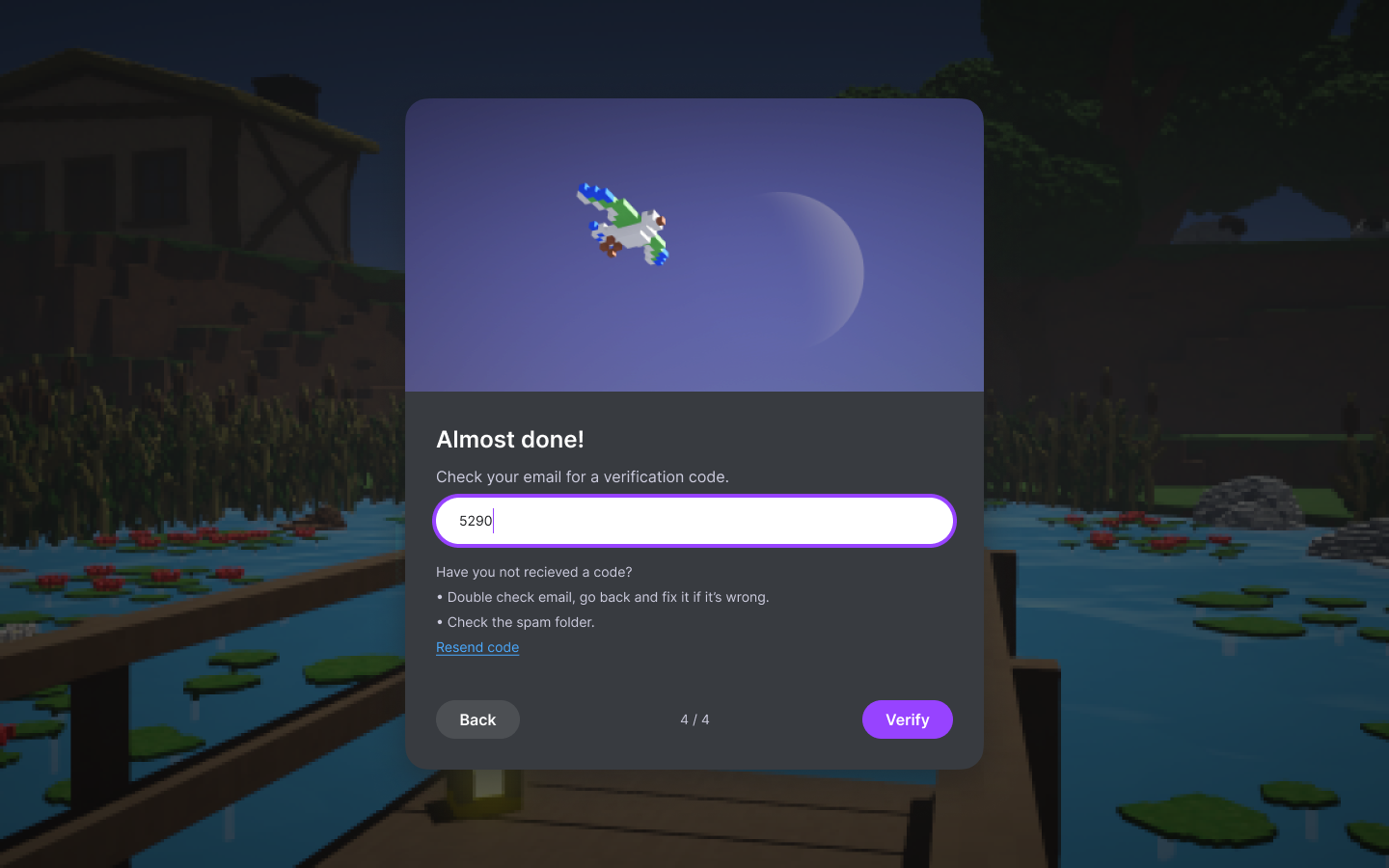 A step in an invite wizard where the user is prompted to enter a confirmation code
